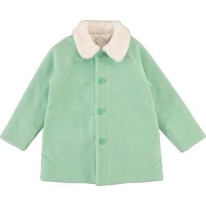 Chic Kids' Green Pea Coat with White Collar
